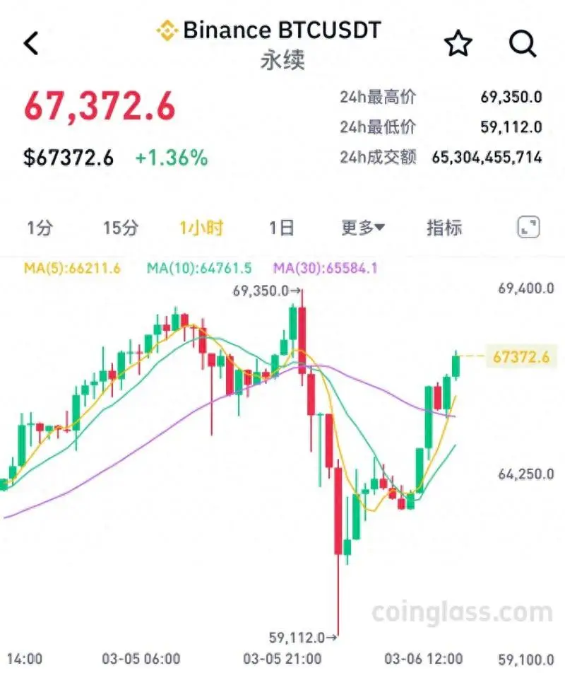 比特币价格剧烈波动：突破69000美元后急跌14.5%，投资者一夜难眠